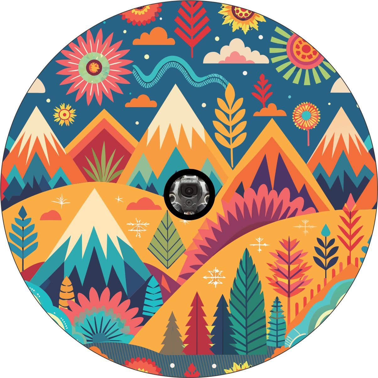 Colorful BOHO Ornamental Geometric Mountain Landscape Bronco Spare Tire Cover - Speedlogix
