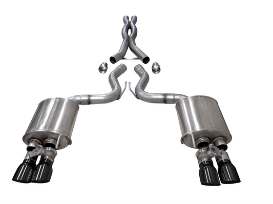 Corsa Xtreme Cat - Back Exhaust, Black Tips 2018 - 2023 Mustang 5.0L - Speedlogix