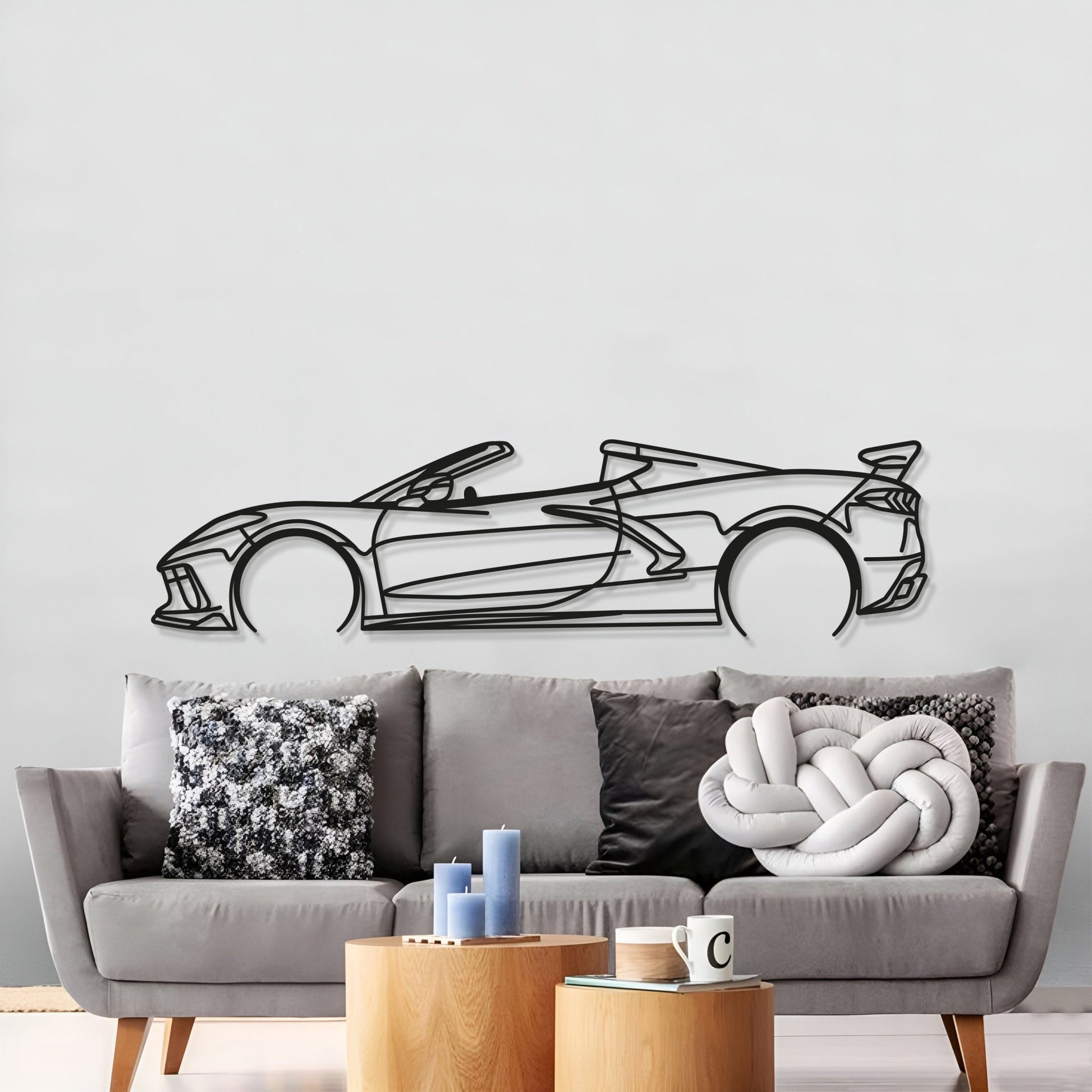 Corvette C8 Detailed Metal Car Wall Art - MT0922 - Speedlogix