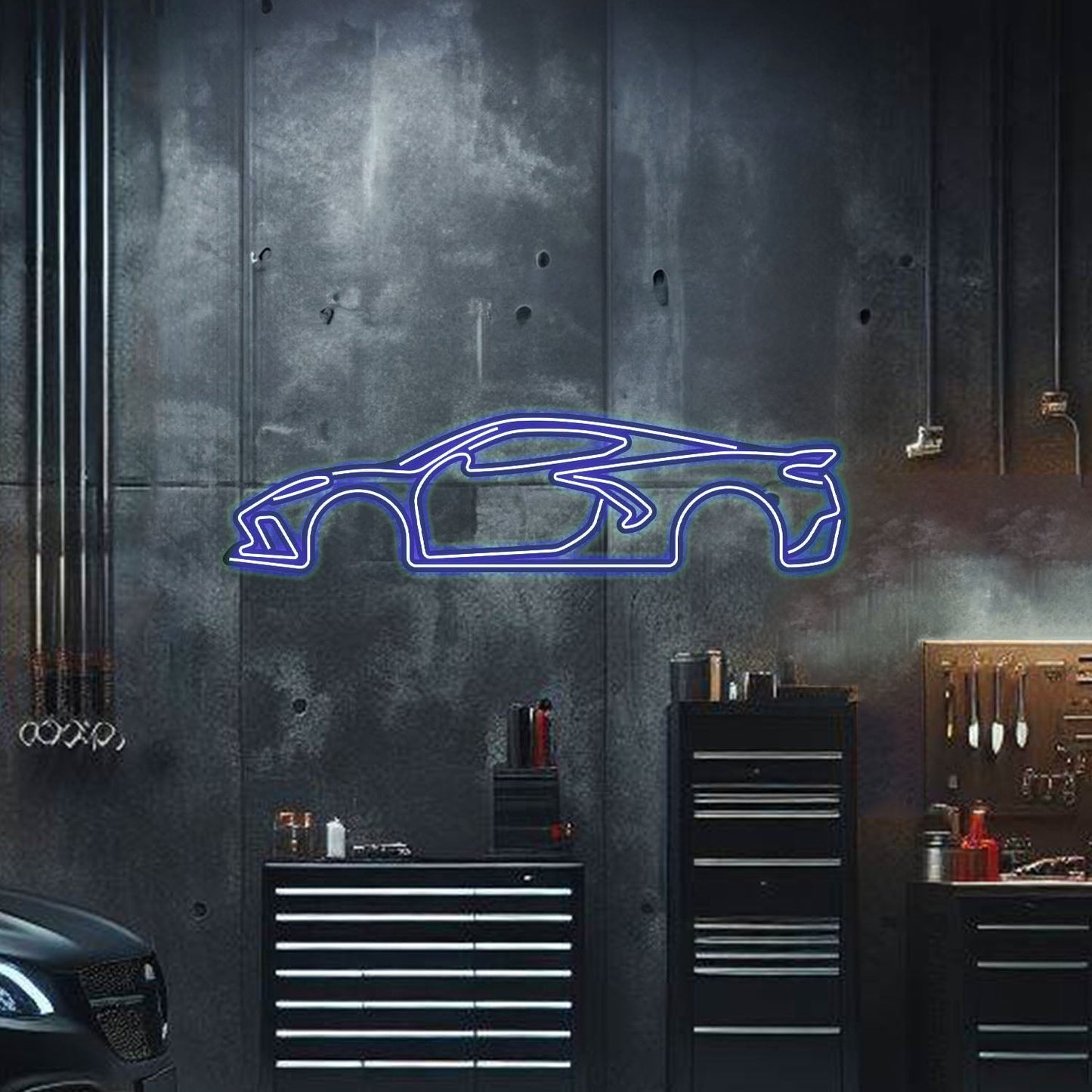 Corvette C8 Metal Neon Car Wall Art - MTN0022 - Speedlogix