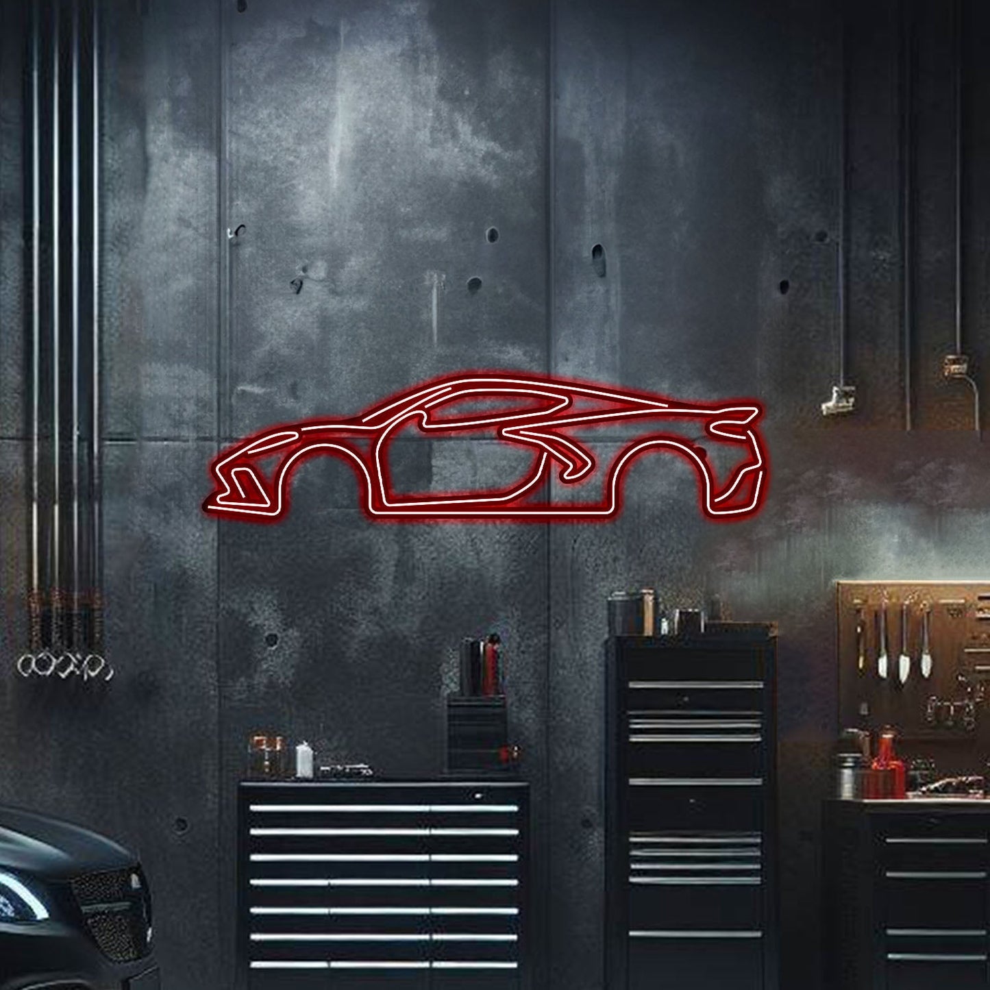 Corvette C8 Metal Neon Car Wall Art - MTN0022 - Speedlogix