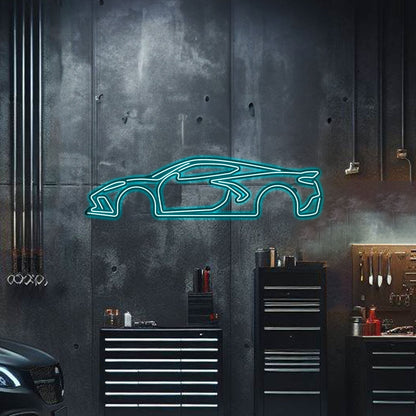 Corvette C8 Metal Neon Car Wall Art - MTN0022 - Speedlogix