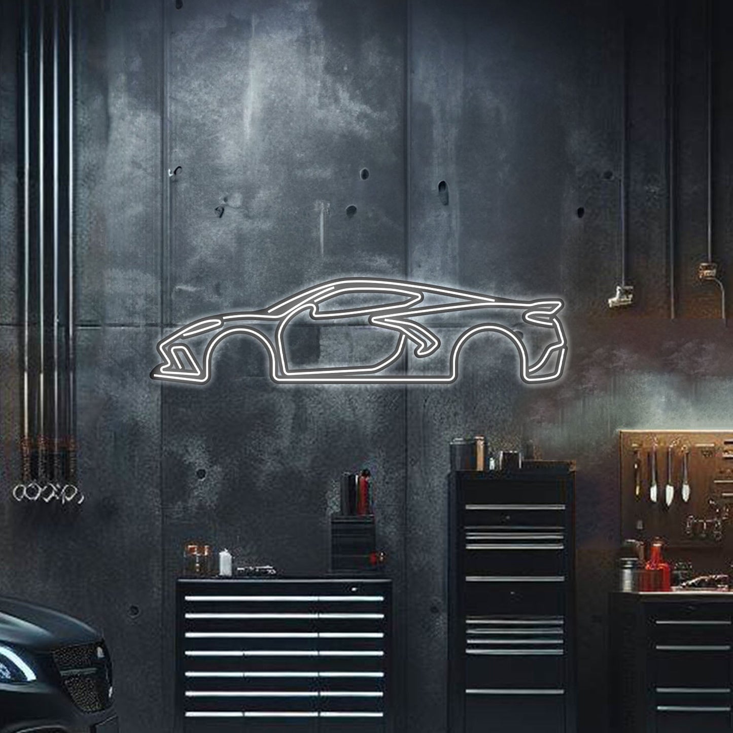 Corvette C8 Metal Neon Car Wall Art - MTN0022 - Speedlogix