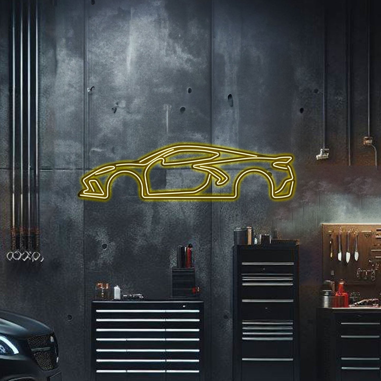 Corvette C8 Metal Neon Car Wall Art - MTN0022 - Speedlogix