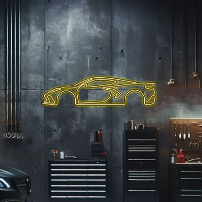 Corvette C8 Metal Neon Car Wall Art - MTN0022 - Speedlogix