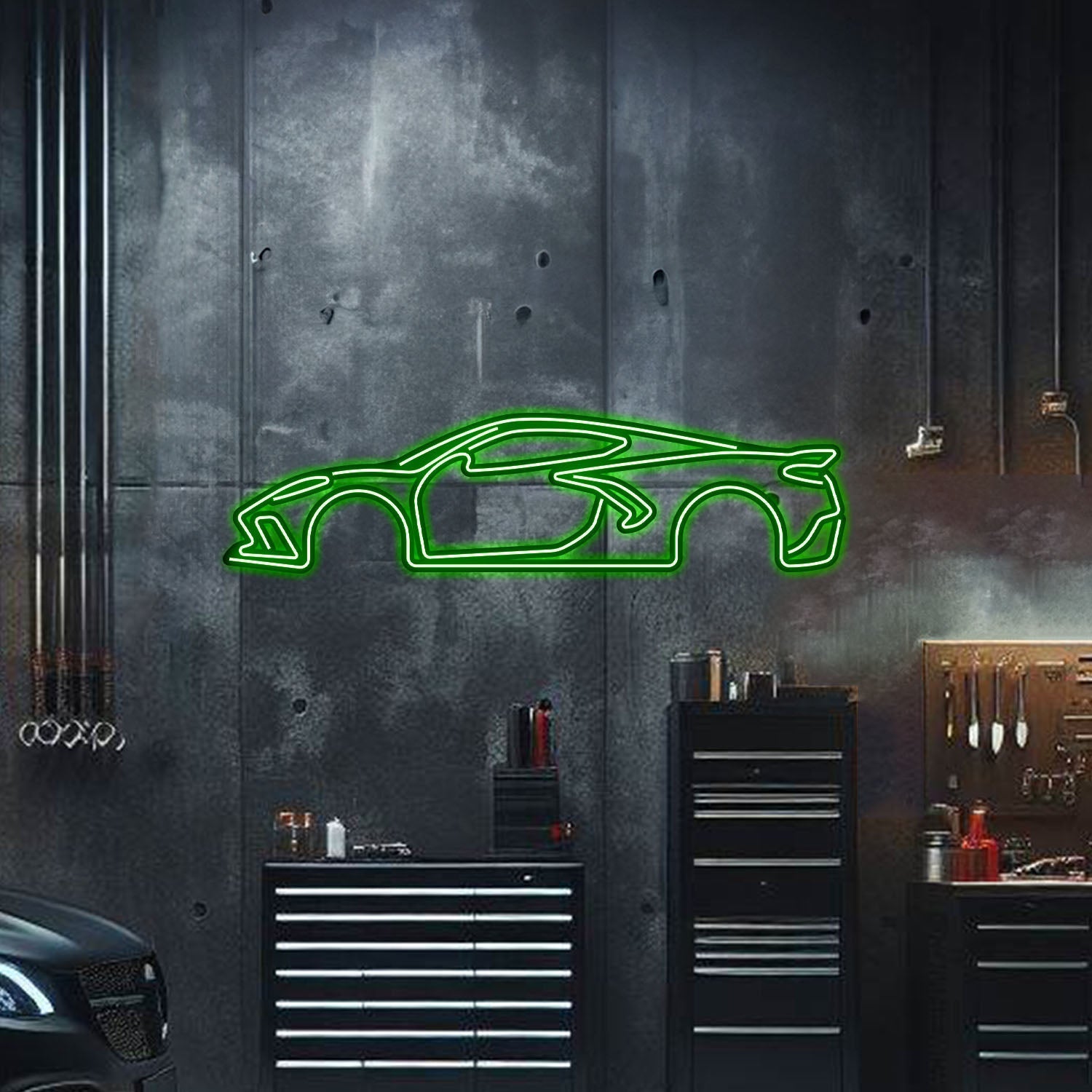 Corvette C8 Metal Neon Car Wall Art - MTN0022 - Speedlogix