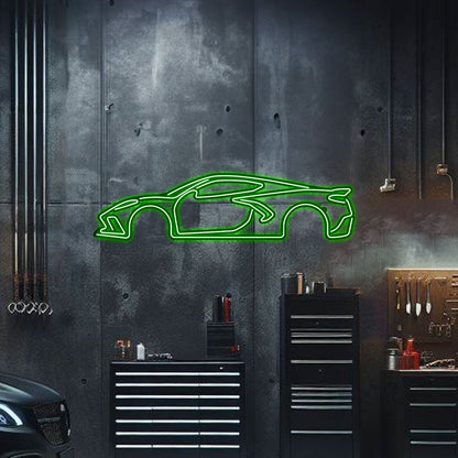Corvette C8 Metal Neon Car Wall Art - MTN0022 - Speedlogix