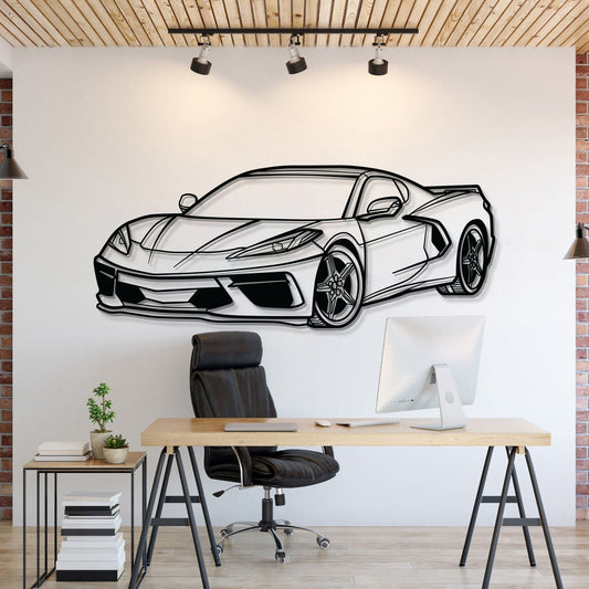 Corvette C8 Perspective Metal Car Wall Art - MT1125 - Speedlogix
