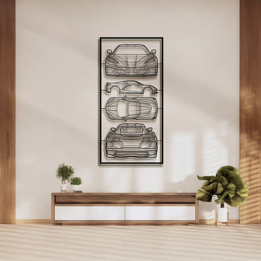 Corvette C8 Quad Profile Metal Frame Silhouette - MT1448 - Speedlogix