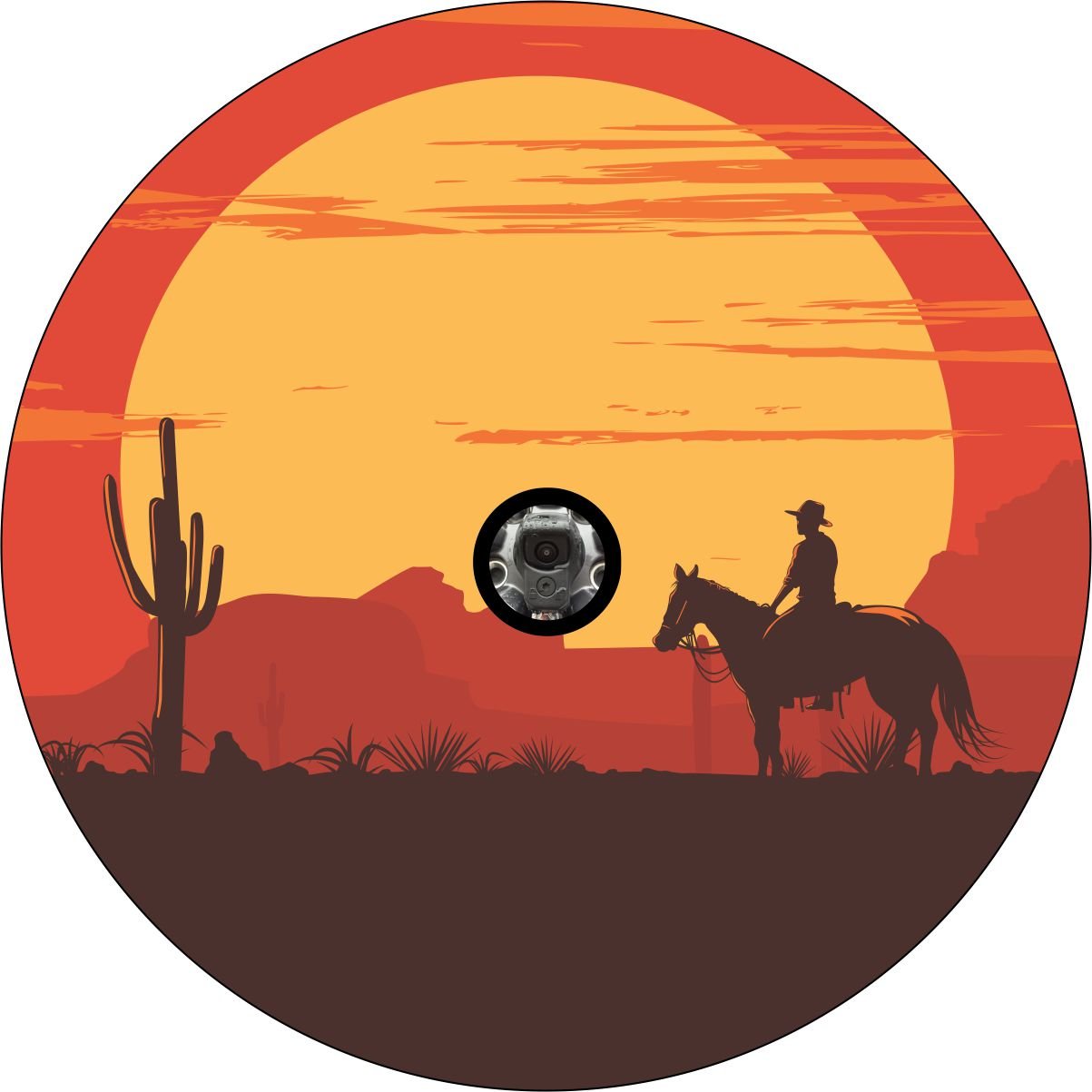 Cowboy Rides Away - Western Bronco Spare Tire Cover - Speedlogix