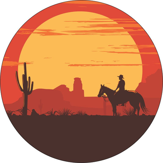 Cowboy Rides Away - Western Bronco Spare Tire Cover - Speedlogix