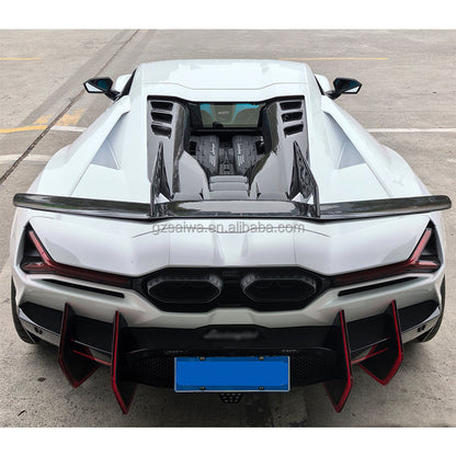 DF Upgrade Dry Carbon Fiber Engine Deck Rear Spoiler Wing Kit for Lamborghini Revuelto