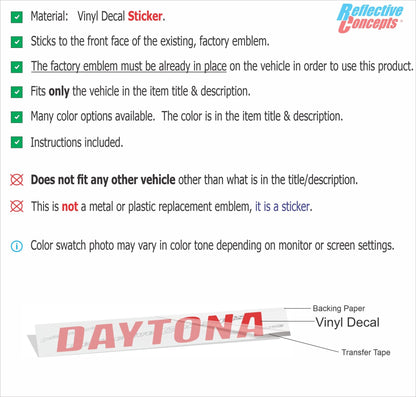 DAYTONA Dash Plaque Emblem Lettering Overlay Decal - 17 - 23 Charger - Speedlogix