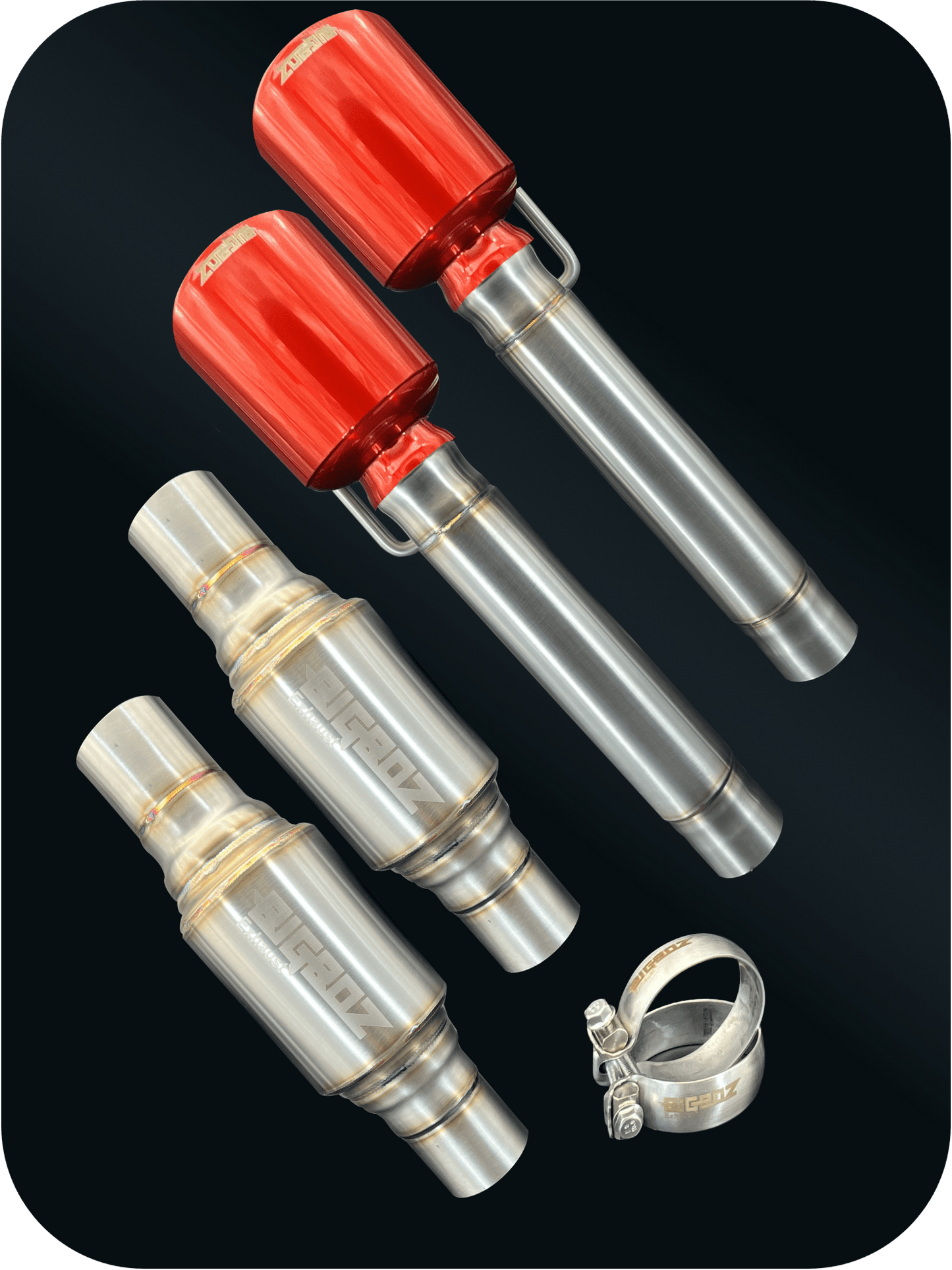 DeepRev Axleback Kit ( Brushed Satin Finish Mufflers) for 2015 - 2023 V8 Dodge Charger - Speedlogix