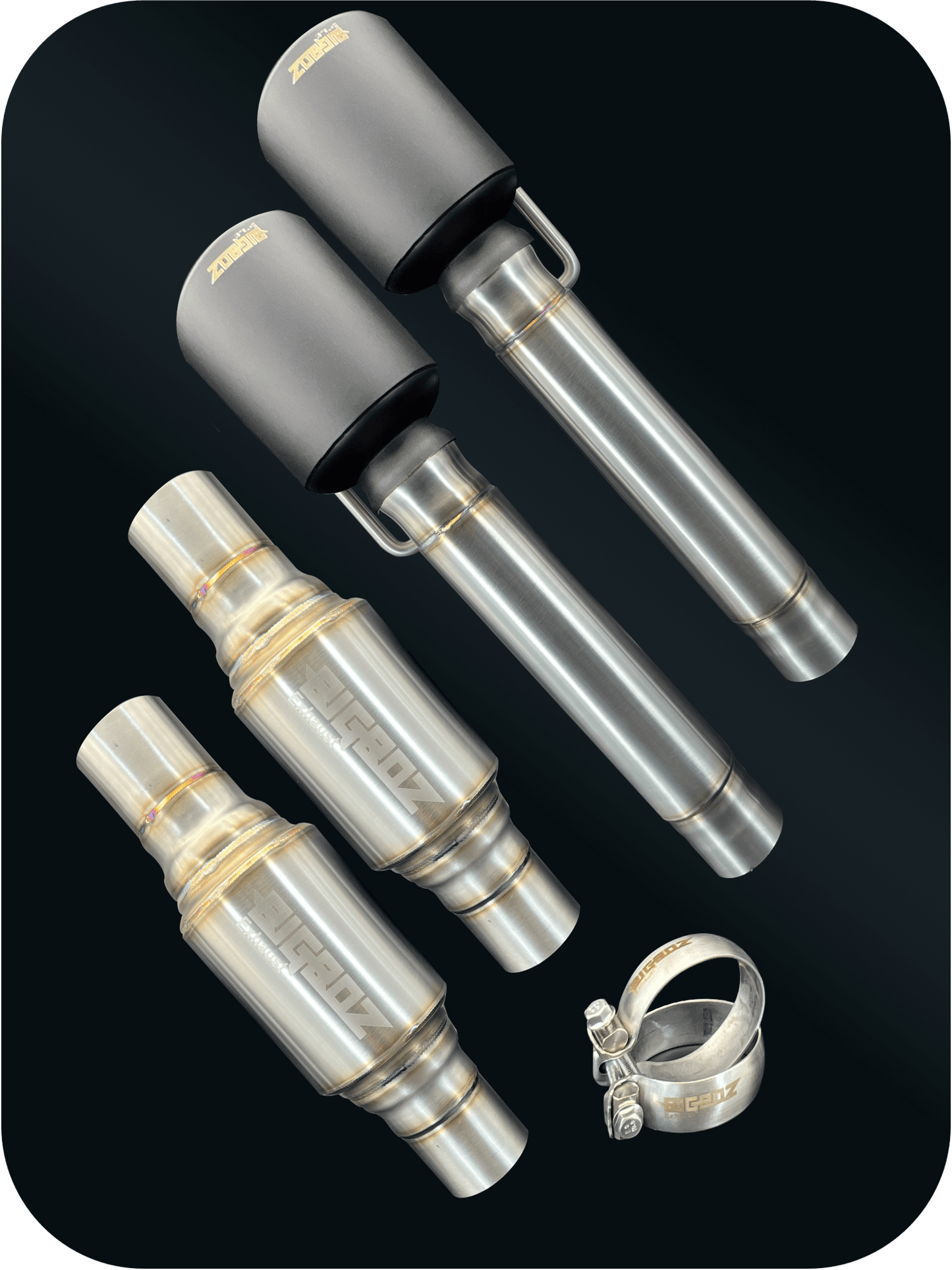 DeepRev Axleback Kit ( Brushed Satin Finish Mufflers) for 2015 - 2023 V8 Dodge Charger - Speedlogix