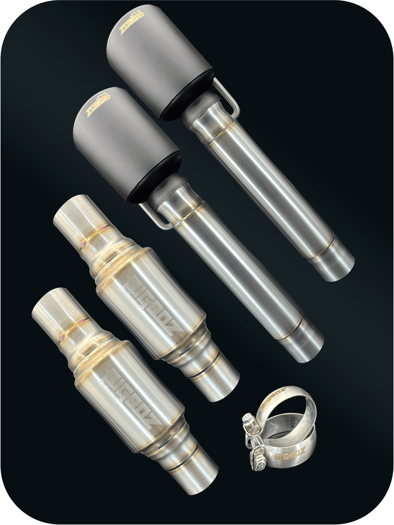 DeepRev Axleback Kit ( Brushed Satin Finish Mufflers) for 2015 - 2023 V8 Dodge Charger - Speedlogix