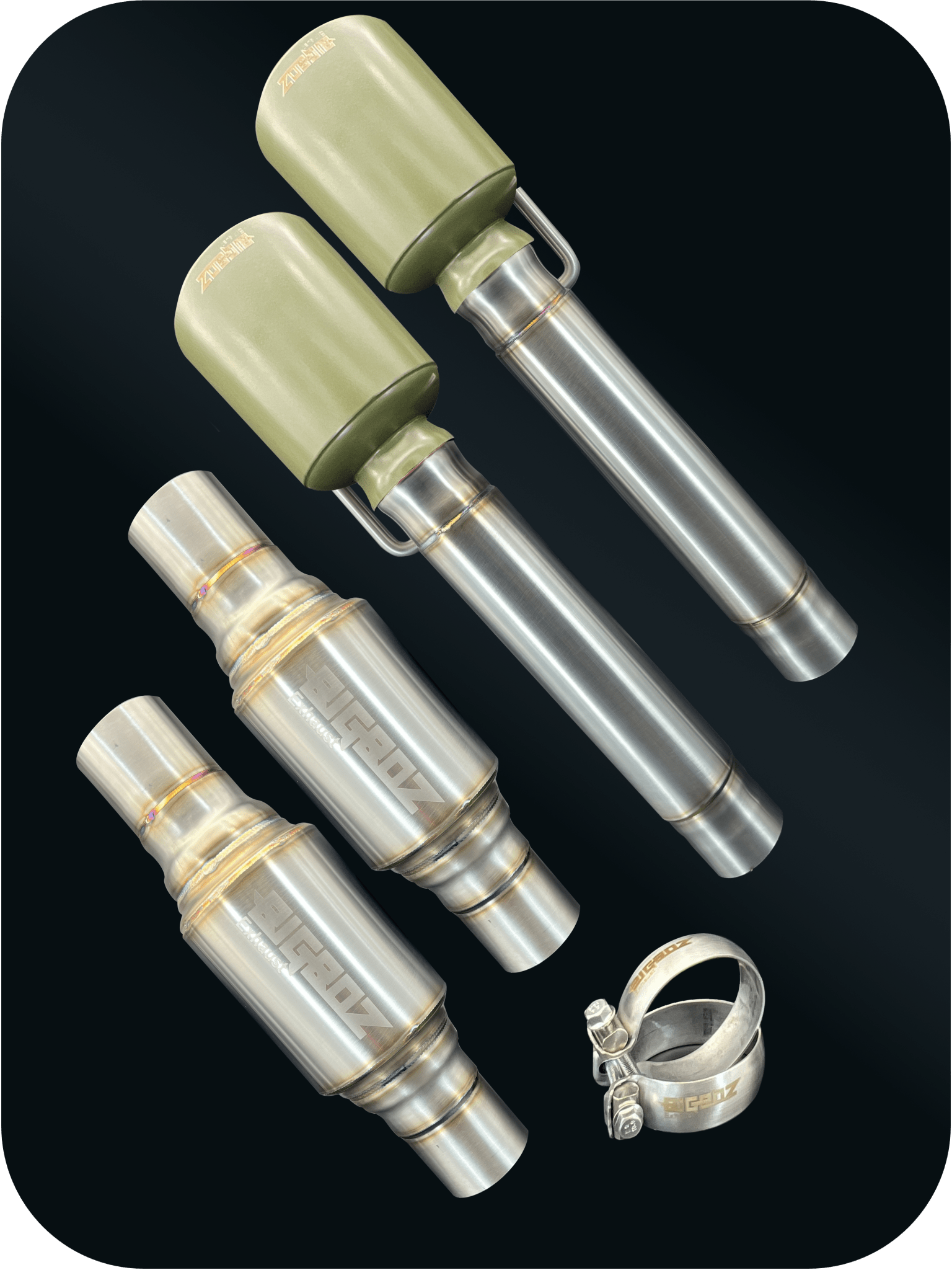 DeepRev Axleback Kit ( Brushed Satin Finish Mufflers) for 2015 - 2023 V8 Dodge Charger - Speedlogix