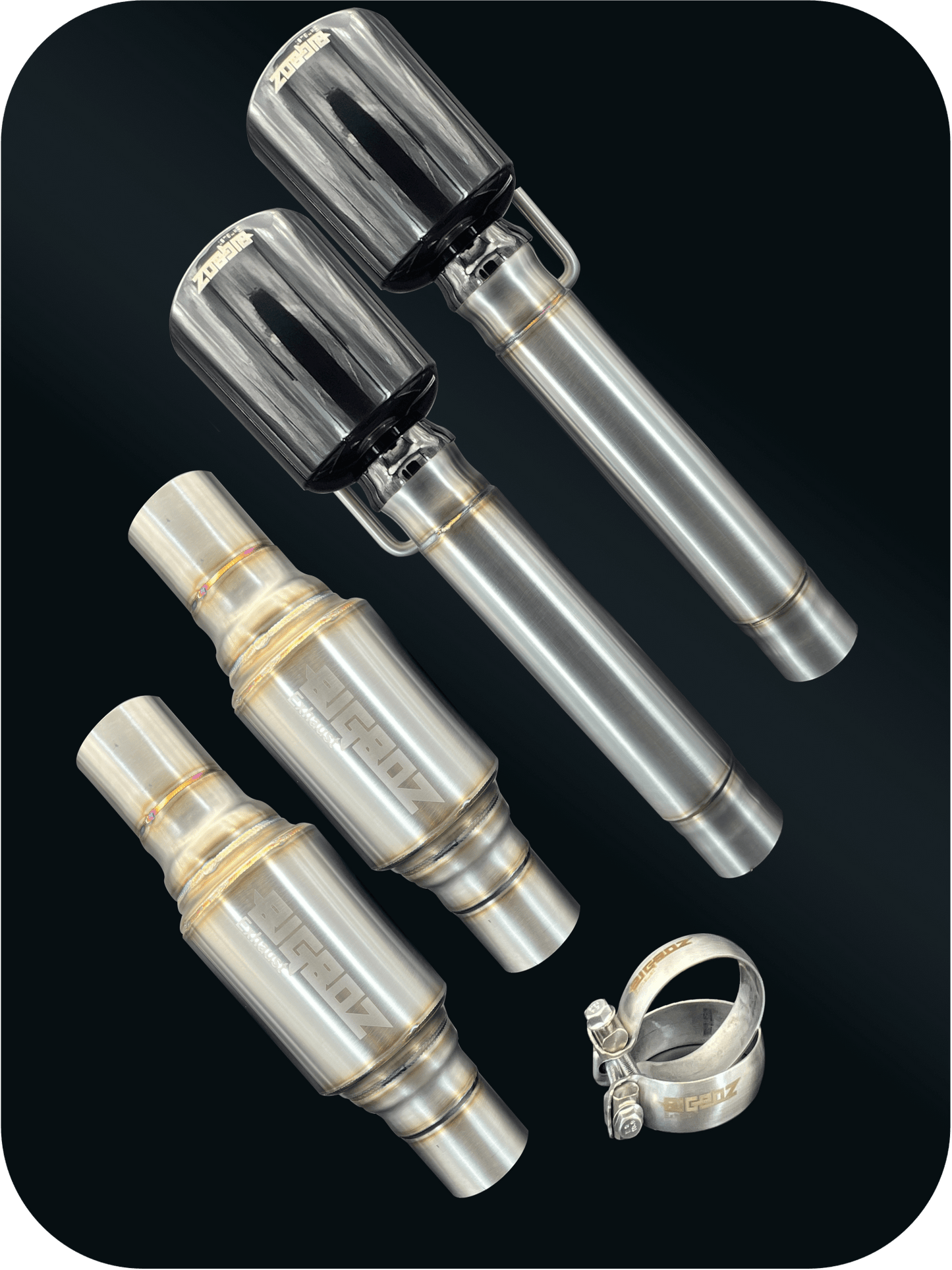 DeepRev Axleback Kit ( Brushed Satin Finish Mufflers) for 2015 - 2023 V8 Dodge Charger - Speedlogix