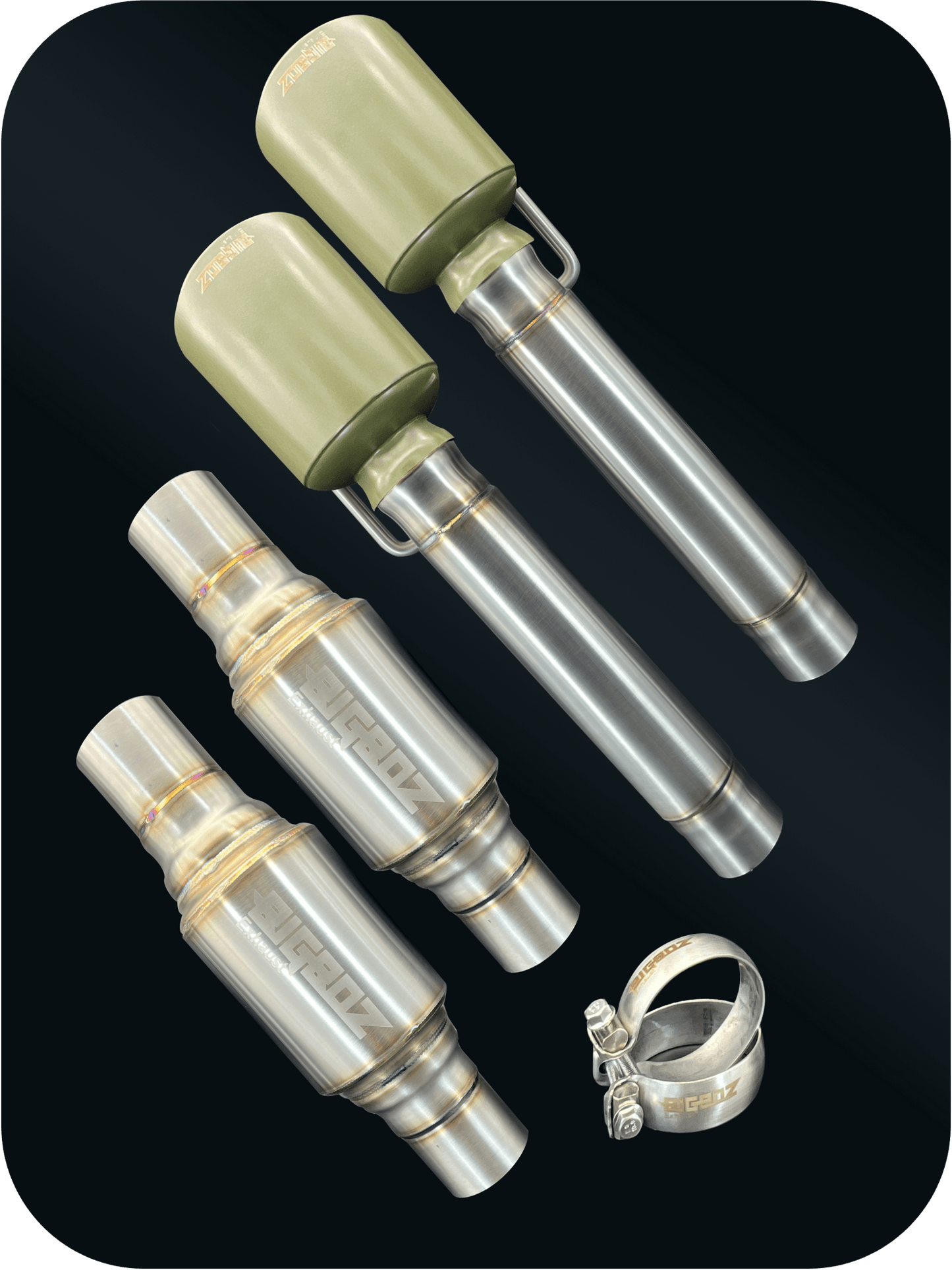 DeepRev Axleback Kit ( Brushed Satin Finish Mufflers) for 2015 - 2023 V8 Dodge Charger - Speedlogix