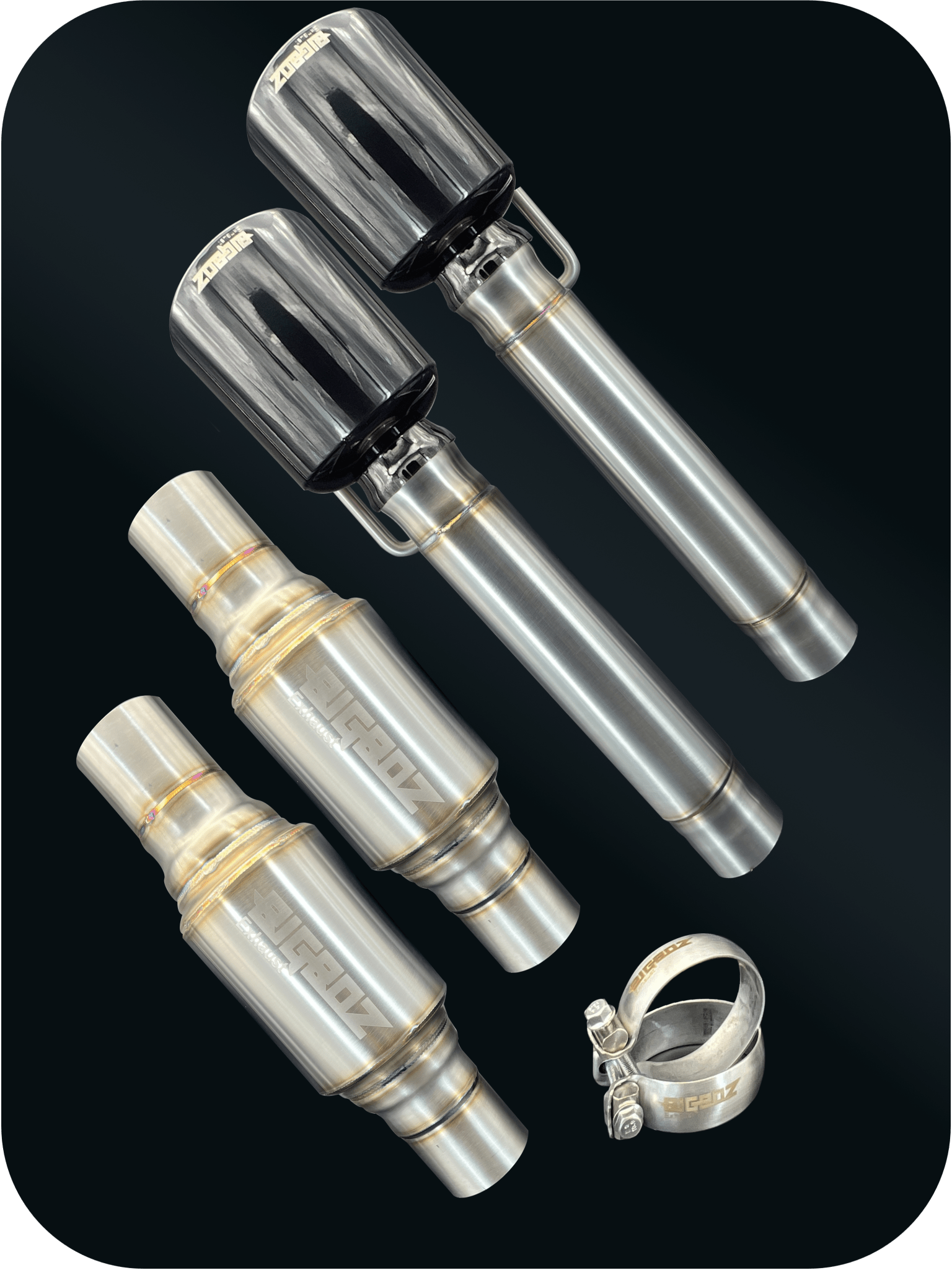 DeepRev Axleback Kit ( Brushed Satin Finish Mufflers) for 2015 - 2023 V8 Dodge Charger - Speedlogix