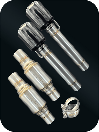 DeepRev Axleback Kit ( Brushed Satin Finish Mufflers) for 2015 - 2023 V8 Dodge Charger - Speedlogix