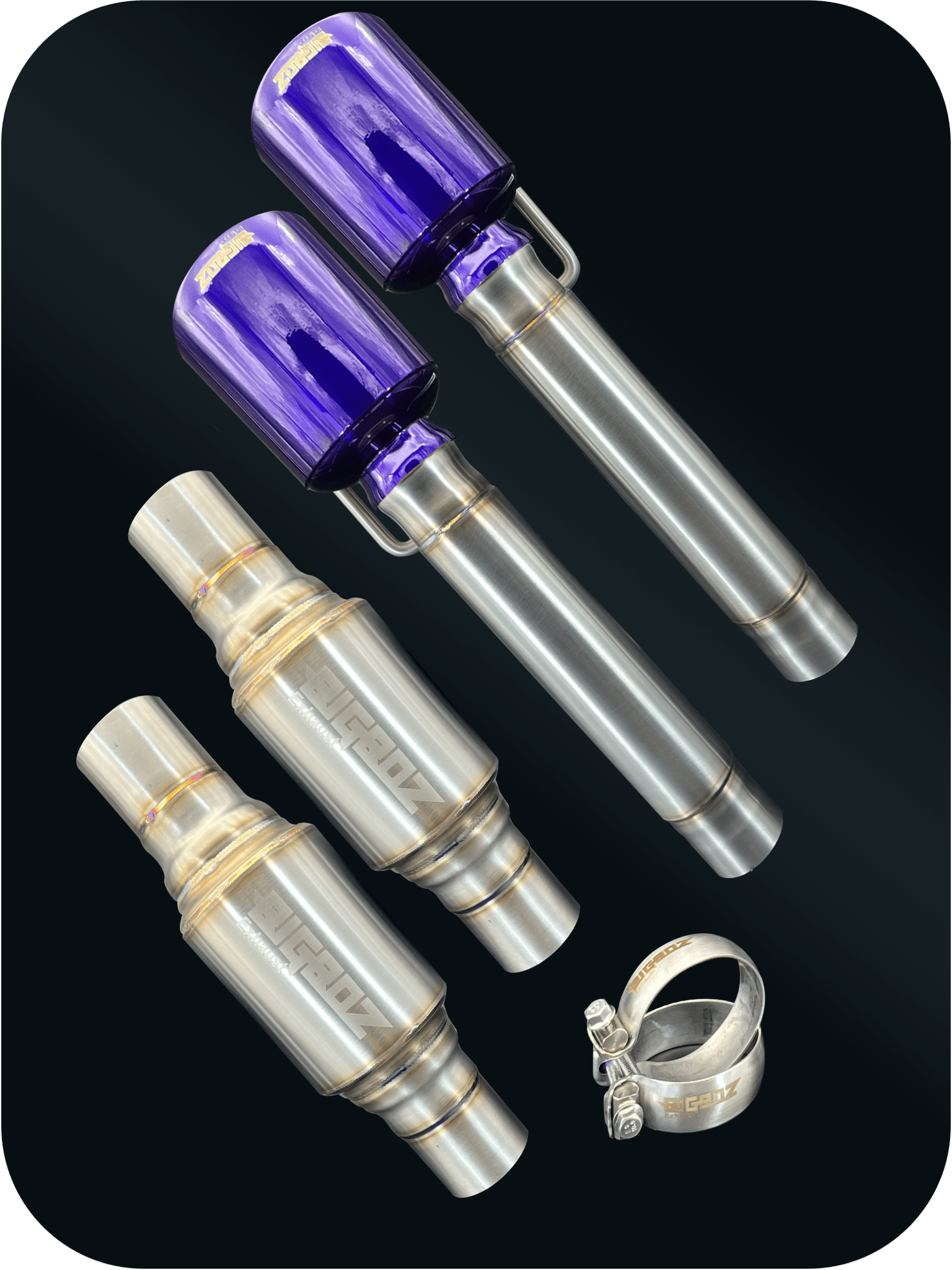 DeepRev Axleback Kit ( Brushed Satin Finish Mufflers) for 2015 - 2023 V8 Dodge Charger - Speedlogix