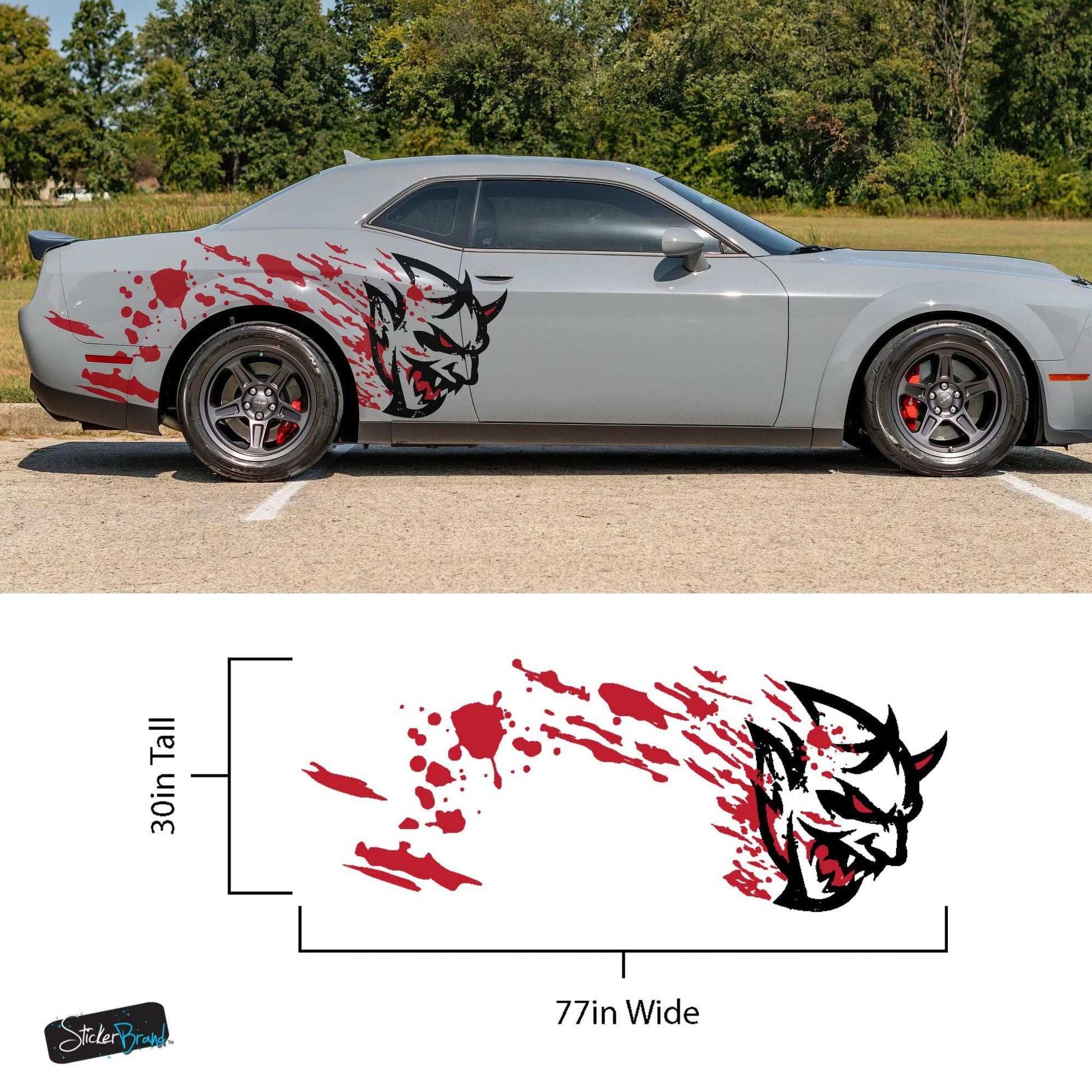 Demon Decal Sticker for Dodge Challenger SRT. Blood Splatter Car Decal. 6994 - Speedlogix