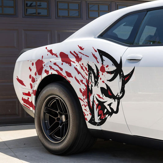 Demon Decal Sticker for Dodge Challenger SRT. Blood Splatter Car Decal. 6994 - Speedlogix