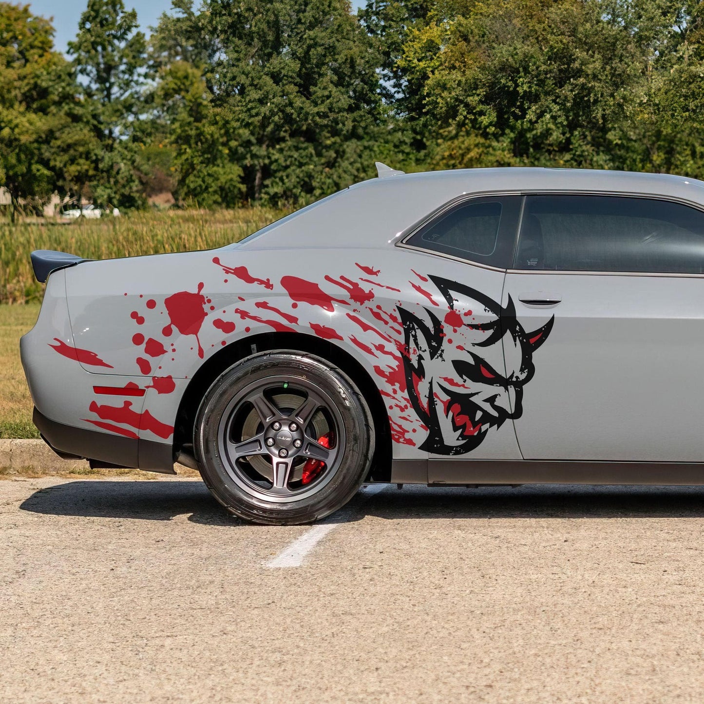 Demon Decal Sticker for Dodge Challenger SRT. Blood Splatter Car Decal. 6994 - Speedlogix