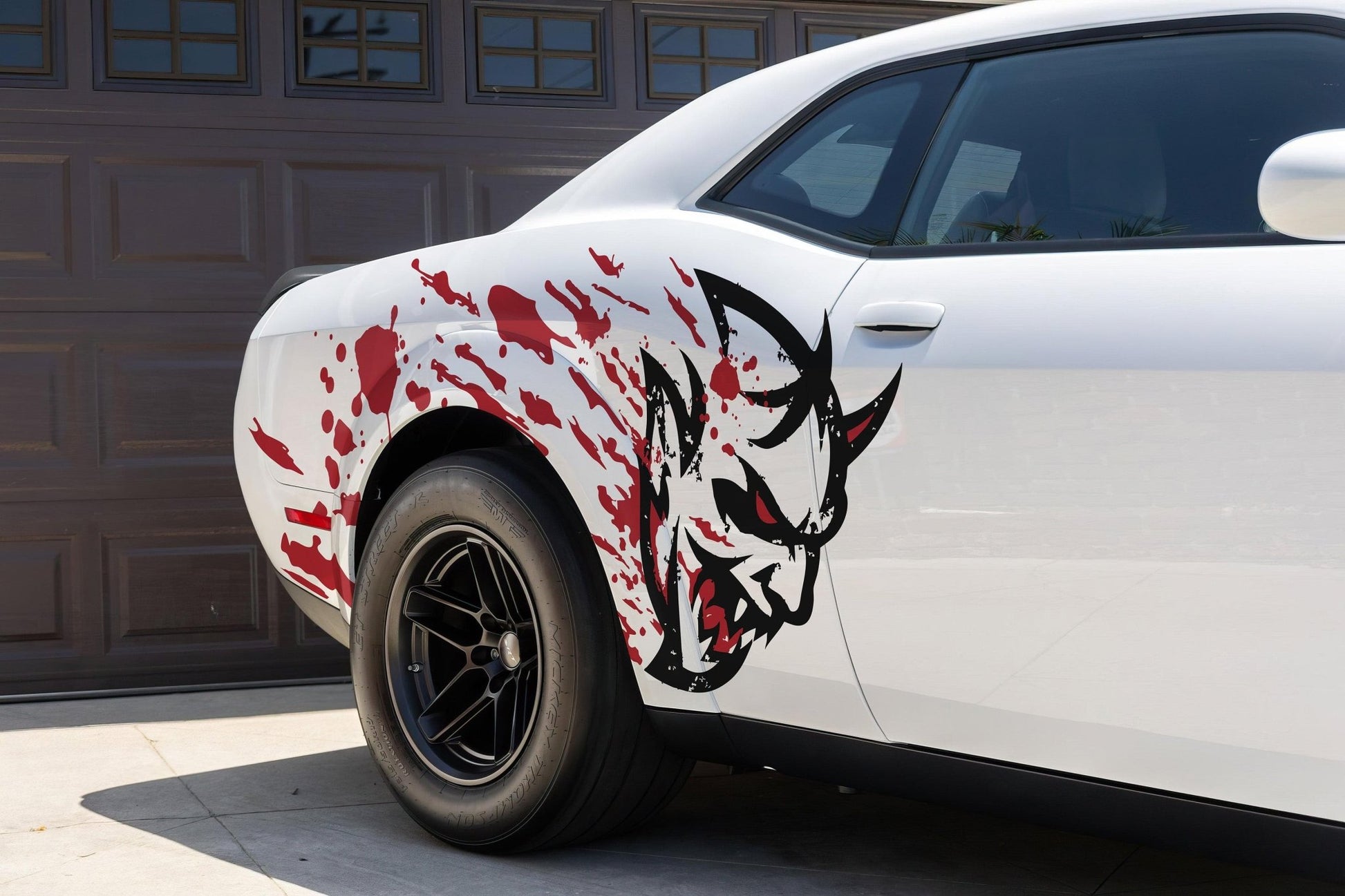Demon Decal Sticker for Dodge Challenger SRT. Blood Splatter Car Decal. 6994 - Speedlogix