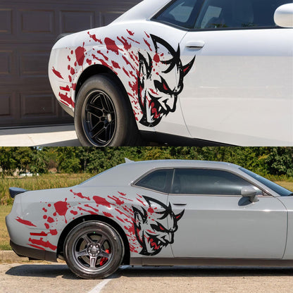 Demon Decal Sticker for Dodge Challenger SRT. Blood Splatter Car Decal. 6994 - Speedlogix