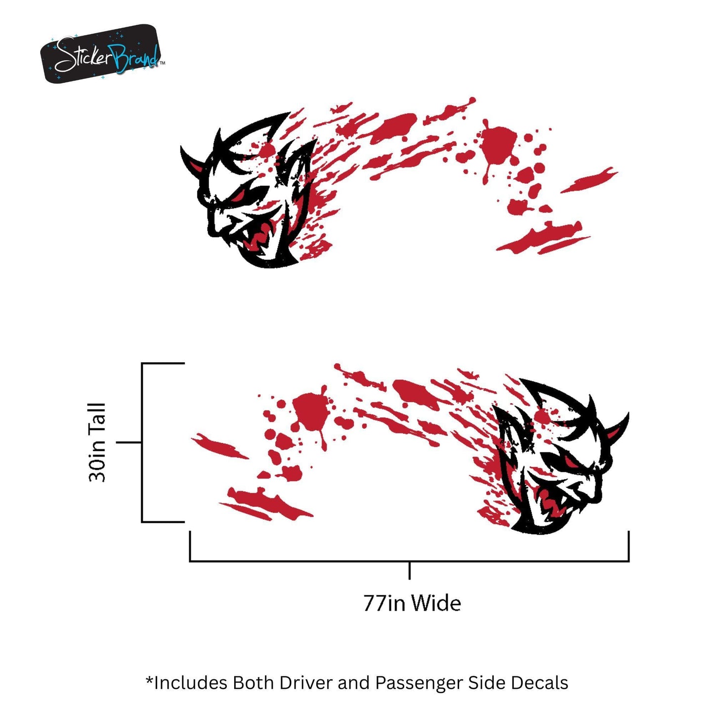 Demon Decal Sticker for Dodge Challenger SRT. Blood Splatter Car Decal. 6994 - Speedlogix
