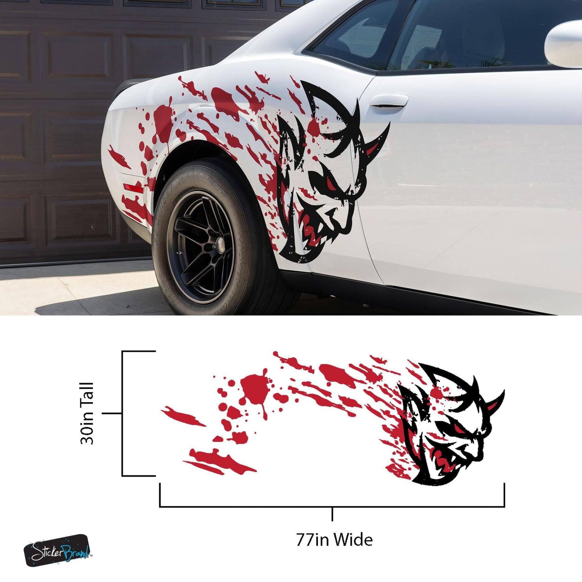Demon Decal Sticker for Dodge Challenger SRT. Blood Splatter Car Decal. 6994 - Speedlogix
