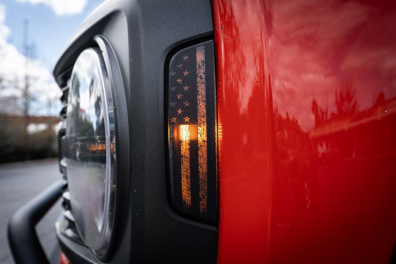 Distressed American Flag Sidemarker Overlays - 2021+ Bronco (ALL) - Speedlogix