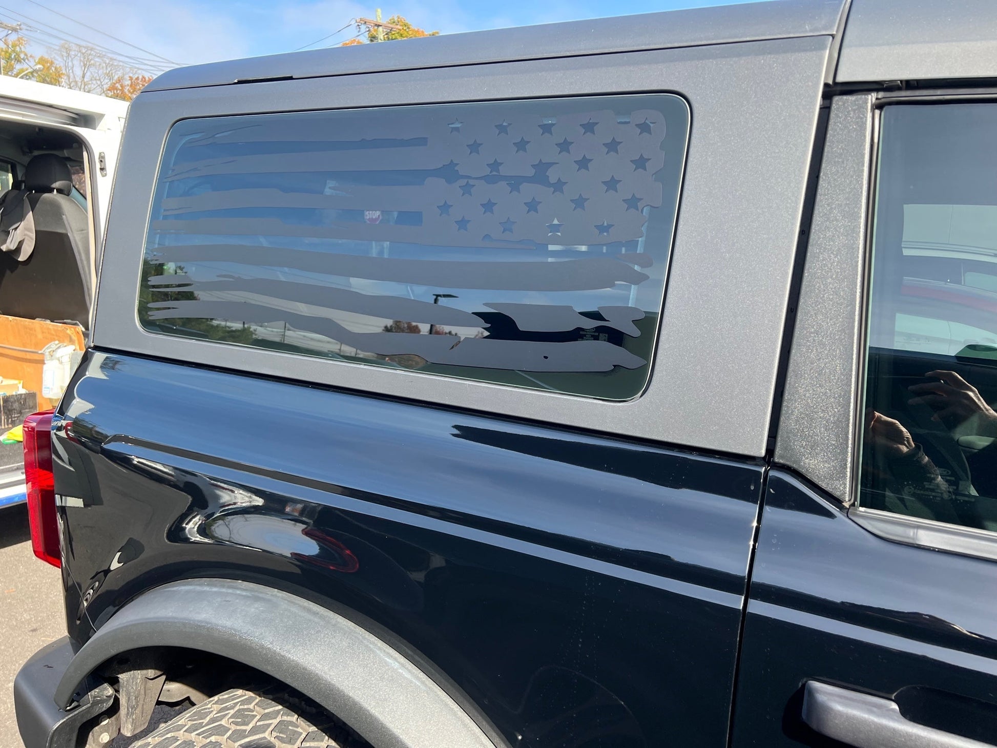 Distressed American Flag Window Decals for the 2021 - 2025 2 Door Ford Bronco (x2) - Speedlogix