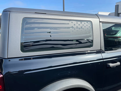 Distressed American Flag Window Decals for the 2021 - 2025 2 Door Ford Bronco (x2) - Speedlogix