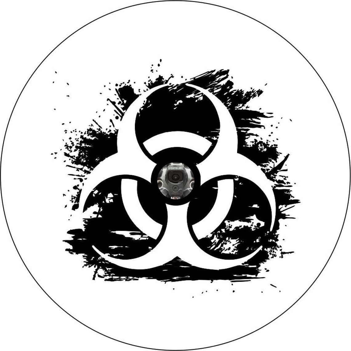 Distressed Biohazard Symbol Bronco Spare Tire Cover - Speedlogix