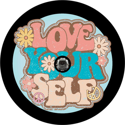 Distressed Love Yourself with Flower Bronco Spare Tire Cover - Speedlogix