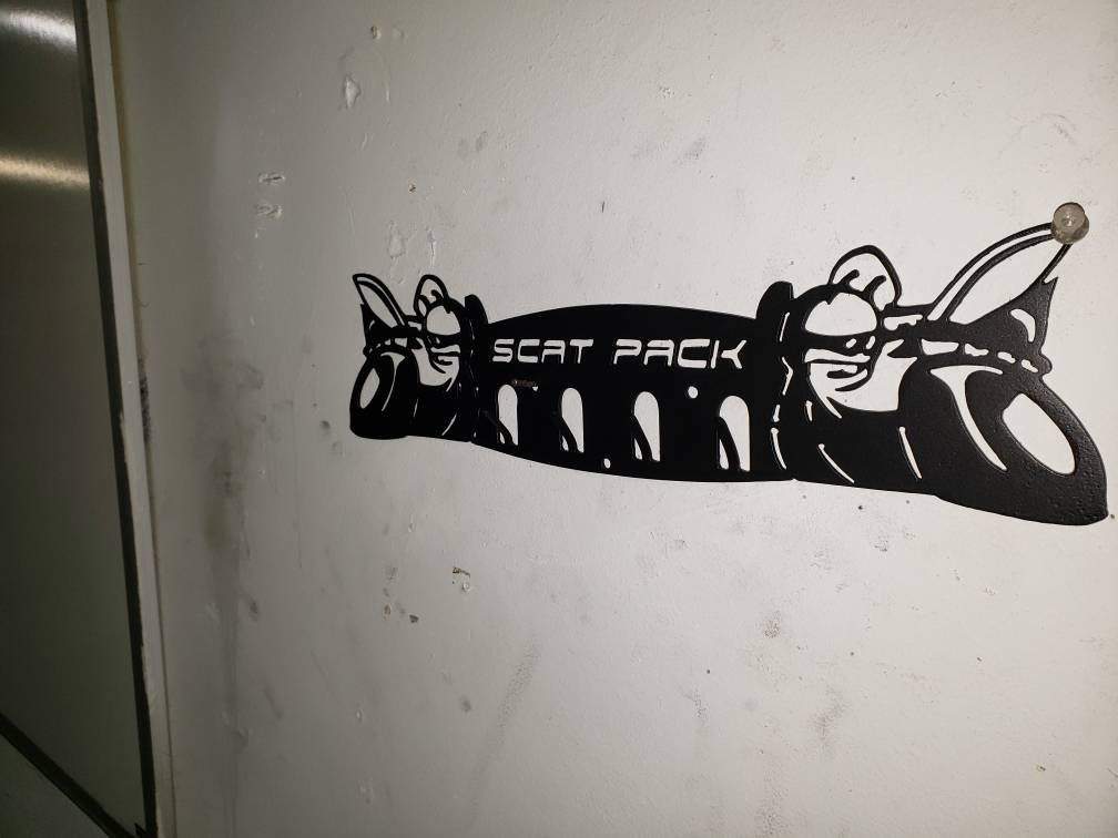 Dodge 30" SRT Scat Pack Towel, Coat, and Hat Rack – Steel Wall Organizer - Speedlogix