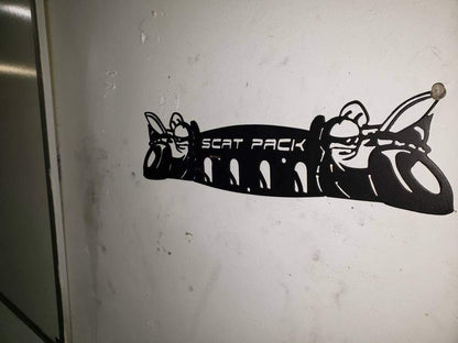 Dodge 30" SRT Scat Pack Towel, Coat, and Hat Rack – Steel Wall Organizer - Speedlogix