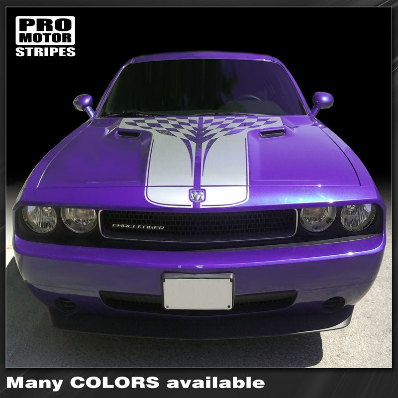 Dodge Challenger 2008 - 2014 Checkered Hood Stripes - Speedlogix