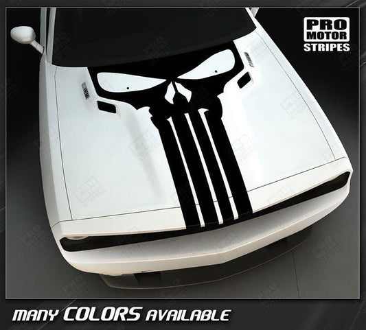 Dodge Challenger 2008 - 2014 Punisher Skull Hood Stripe Decal - Speedlogix