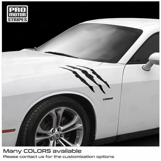 Dodge Challenger 2008 - 2023 Fender Claw Marks Rips Stripes Decals - Speedlogix