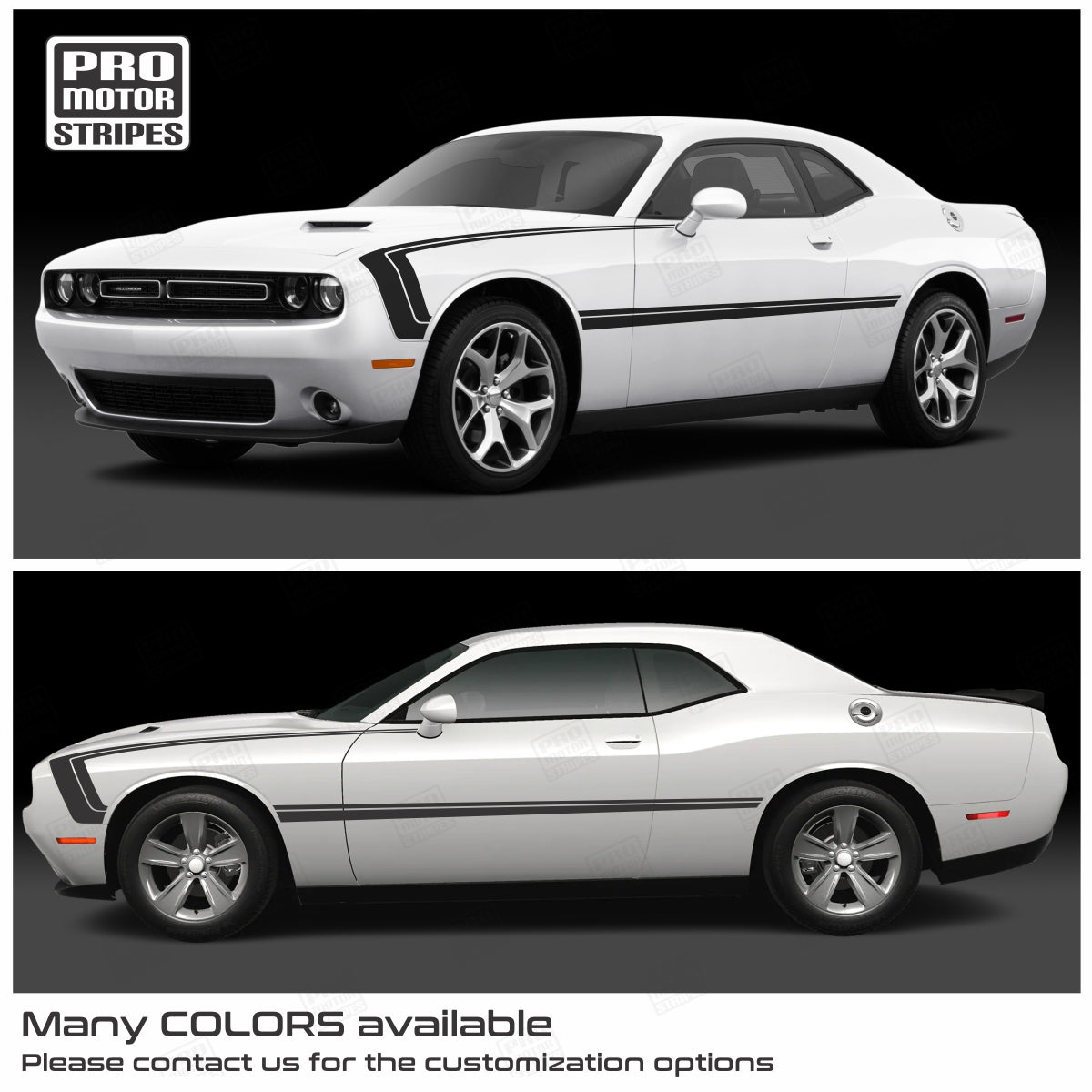 Dodge Challenger 2008 - 2023 Front Accent Side Stripes Decals - Speedlogix