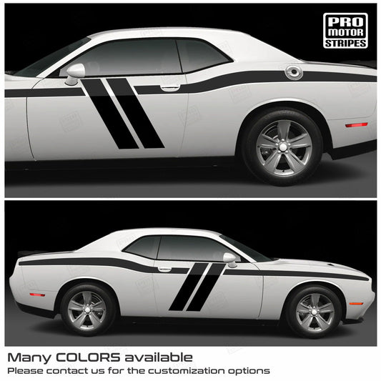 Dodge Challenger 2008 - 2023 Full Side Hash Mark Stripes Decals - Speedlogix