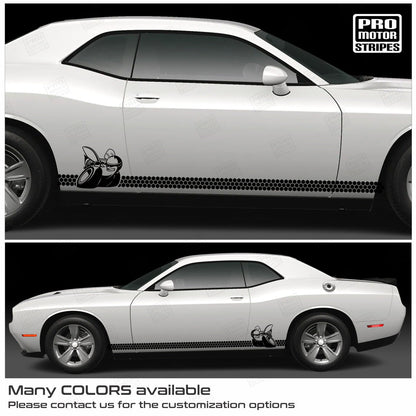 Dodge Challenger 2008 - 2023 Honey Comb Scat Pack Bee Rocker Side Decal Stripes - Speedlogix