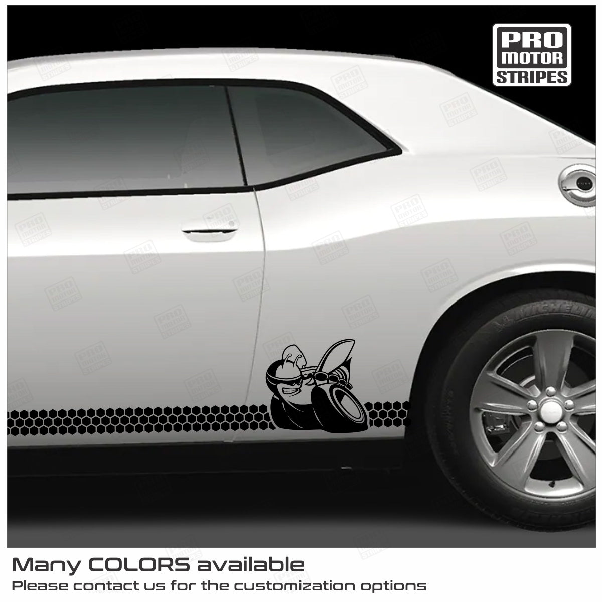 Dodge Challenger 2008 - 2023 Honey Comb Scat Pack Bee Rocker Side Decal Stripes - Speedlogix