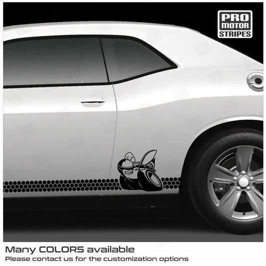 Dodge Challenger 2008 - 2023 Honey Comb Scat Pack Bee Rocker Side Decal Stripes - Speedlogix