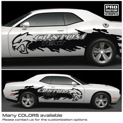 Dodge Challenger 2008 - 2023 Side Mud Splash Hellcat Stripes Decals - Speedlogix