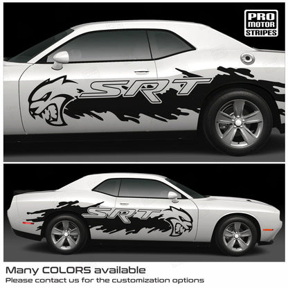 Dodge Challenger 2008 - 2023 Side Mud Splash Hellcat Stripes Decals - Speedlogix